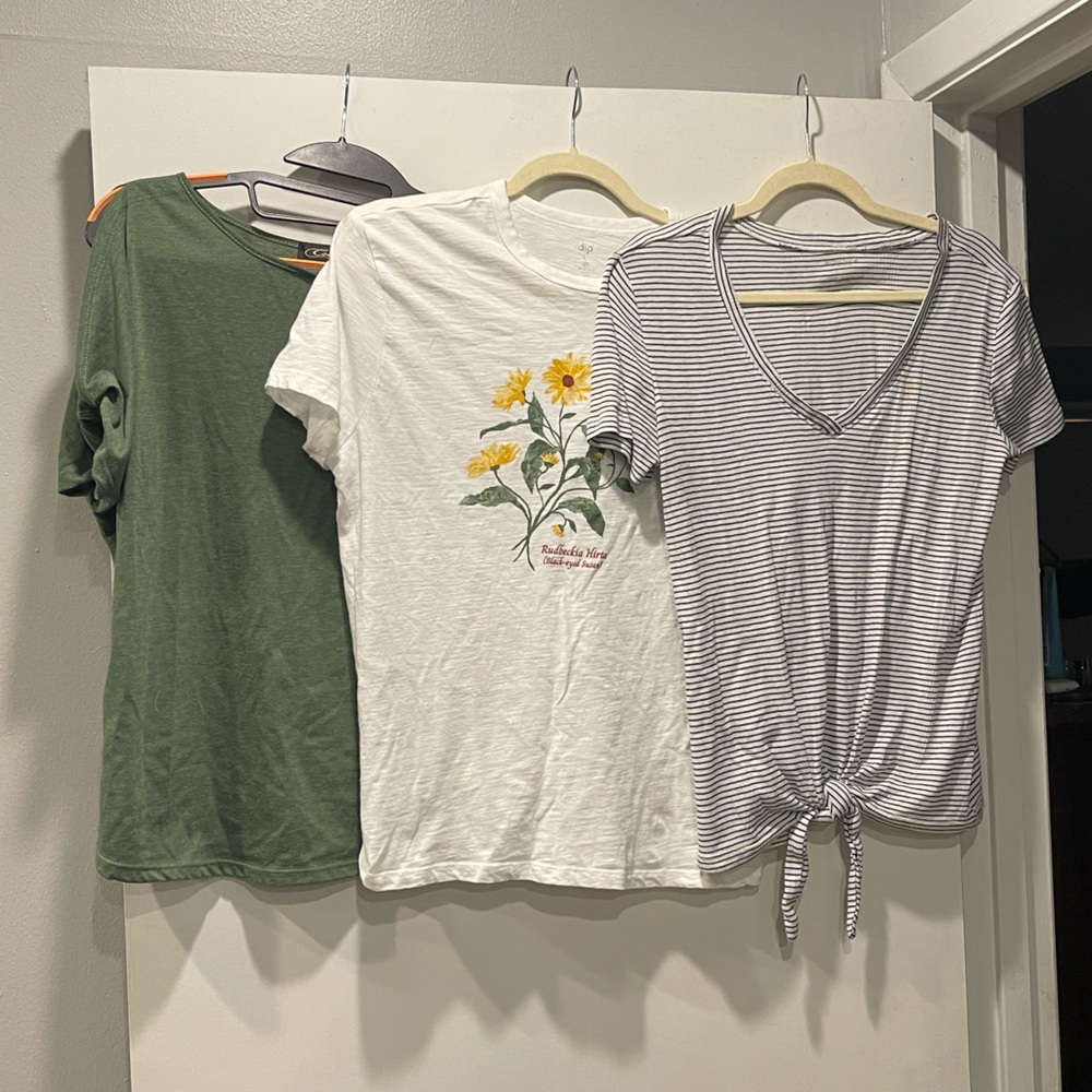 **Clearance** Green, White, and Striped T-Shirts